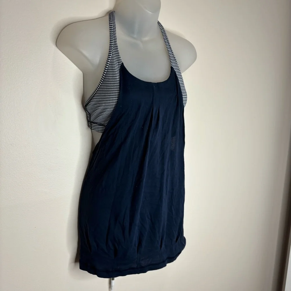 Lululemon Racerback navy blue tank top with sports bra size 4